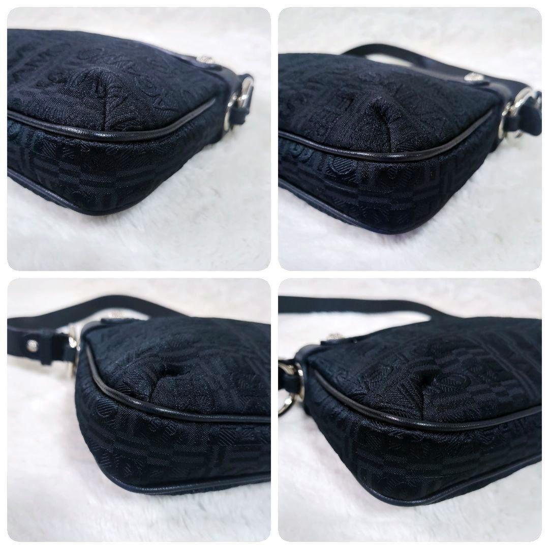 Salvatore Ferragamo Accessory Pouch Hand Bag Tote Purse Leather Canvas Black