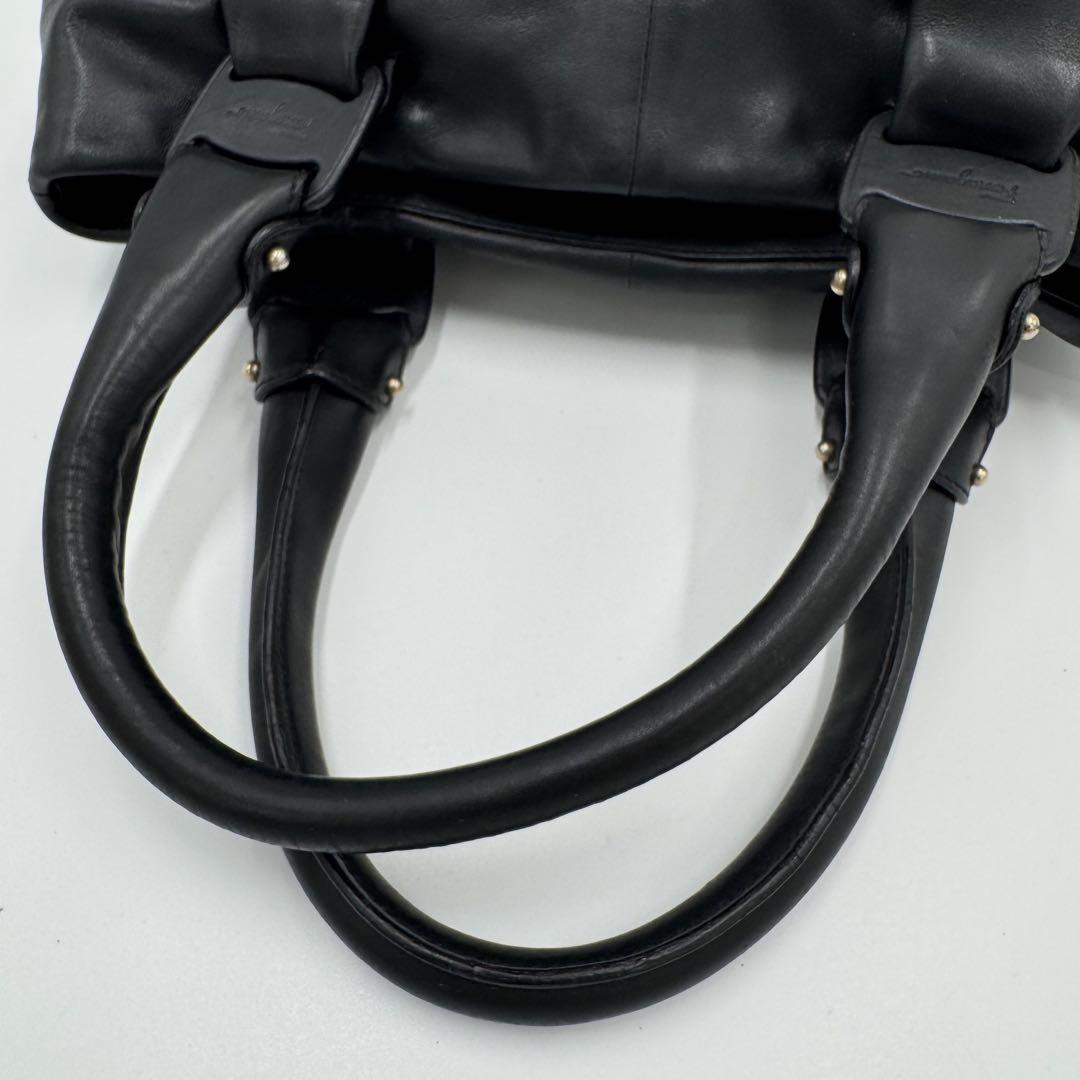 Salvatore Ferragamo Hand Bag Tote Purse Vara Ribbon Leather Black Authentic