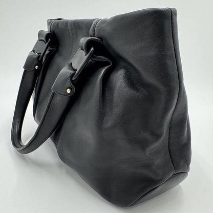 Salvatore Ferragamo Hand Bag Tote Purse Vara Ribbon Leather Black Authentic