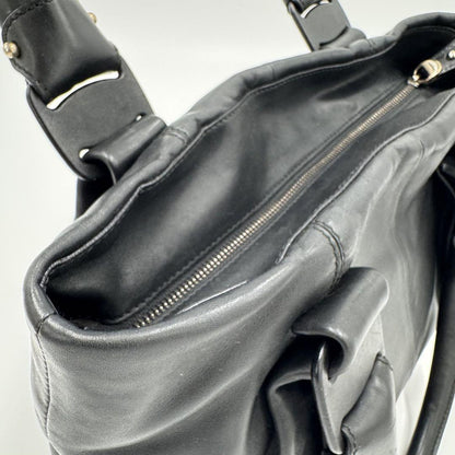 Salvatore Ferragamo Hand Bag Tote Purse Vara Ribbon Leather Black Authentic