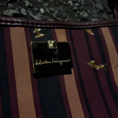 Salvatore Ferragamo Hand Bag Tote Purse Multicolor Red Authentic