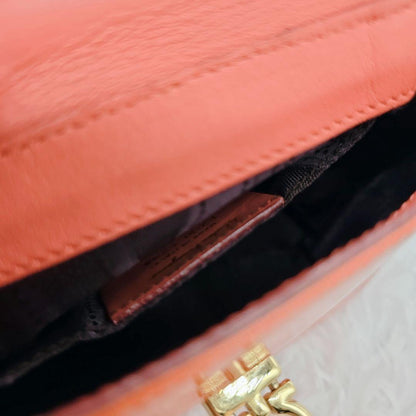 Salvatore Ferragamo Hand Shoulder Bag Purse 2way Gancini Patent Leather Orange