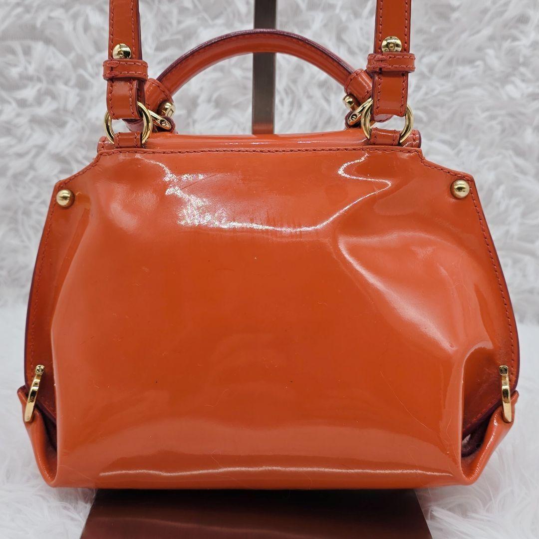 Salvatore Ferragamo Hand Shoulder Bag Purse 2way Gancini Patent Leather Orange