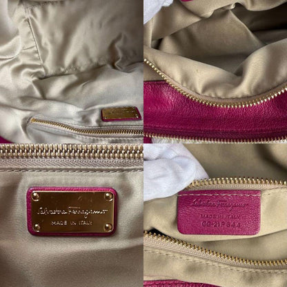 Salvatore Ferragamo Hand Bag Tote Purse 2way Gancini Leather Pink Authentic