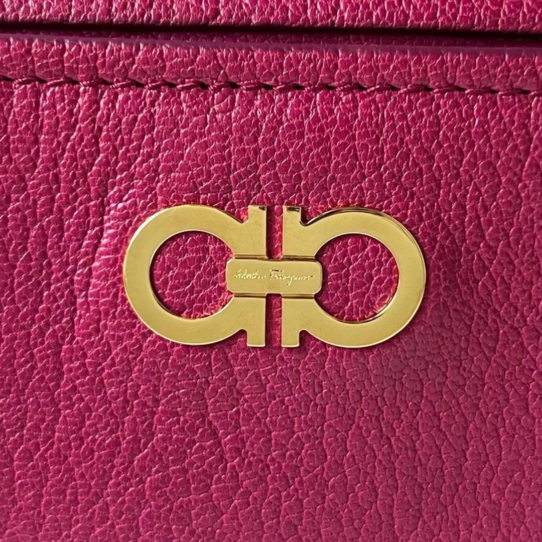 Salvatore Ferragamo Hand Bag Tote Purse 2way Gancini Leather Pink Authentic