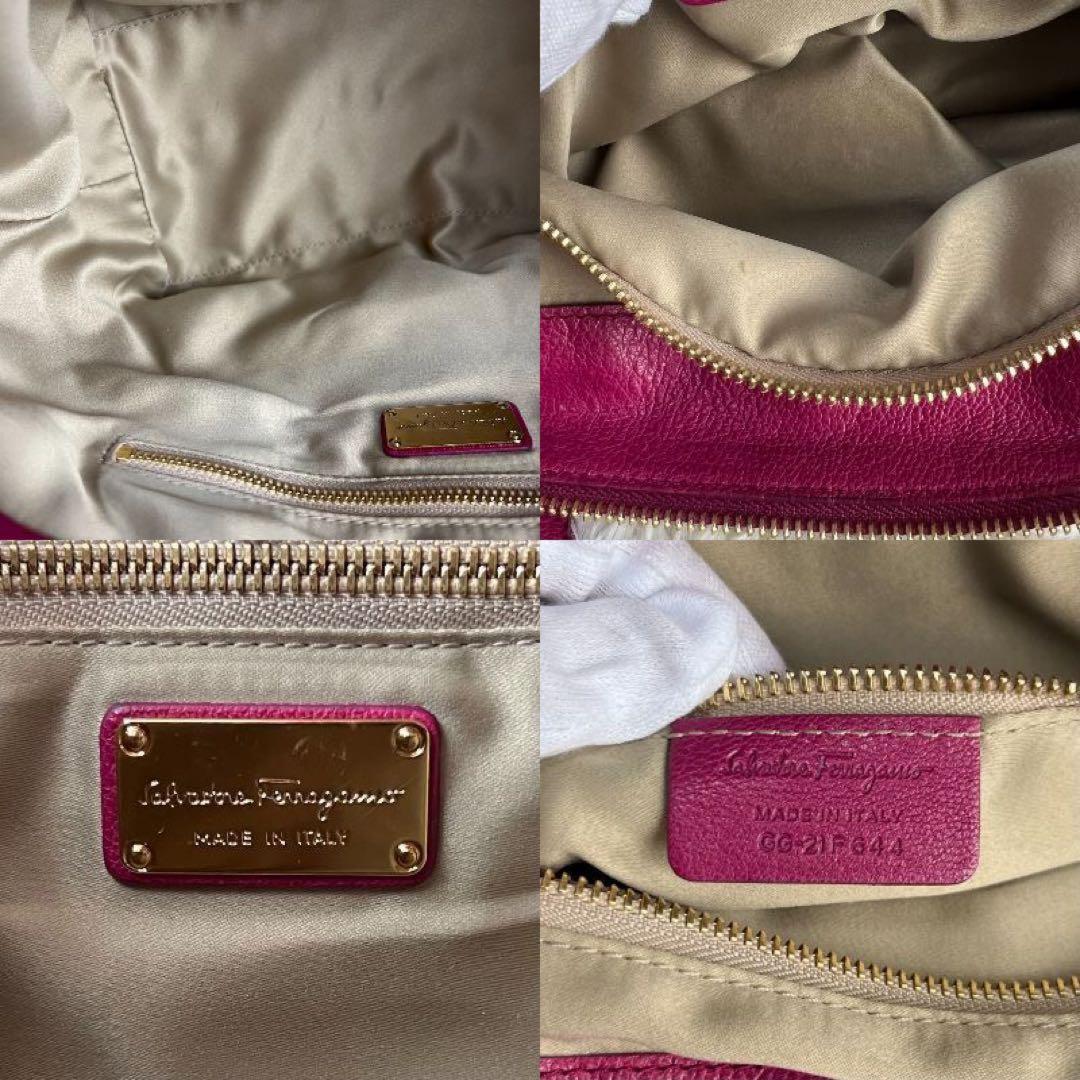 Salvatore Ferragamo Hand Bag Tote Purse 2way Gancini Leather Pink Authentic