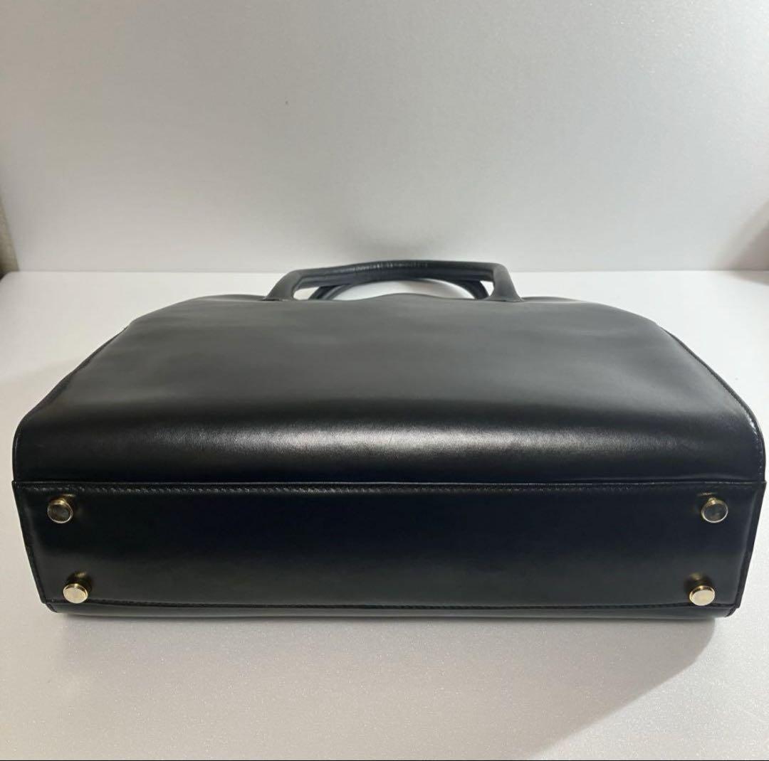 Salvatore Ferragamo Hand Bag Tote Purse 2way Gancini Leather Black Authentic