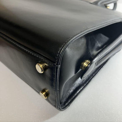 Salvatore Ferragamo Hand Bag Tote Purse 2way Gancini Leather Black Authentic