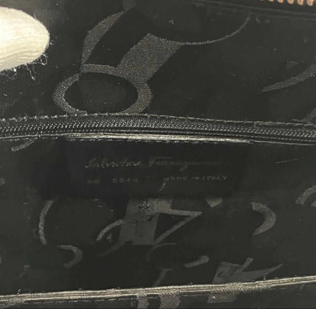 Salvatore Ferragamo Hand Bag Tote Purse 2way Gancini Leather Black Authentic