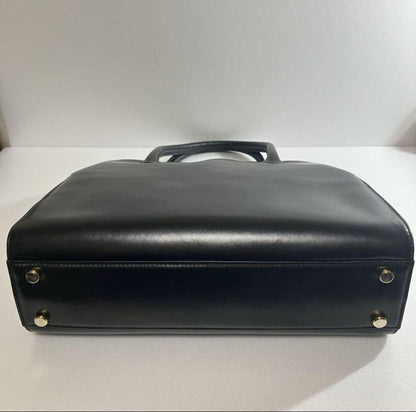 Salvatore Ferragamo Hand Bag Tote Purse 2way Gancini Leather Black Authentic