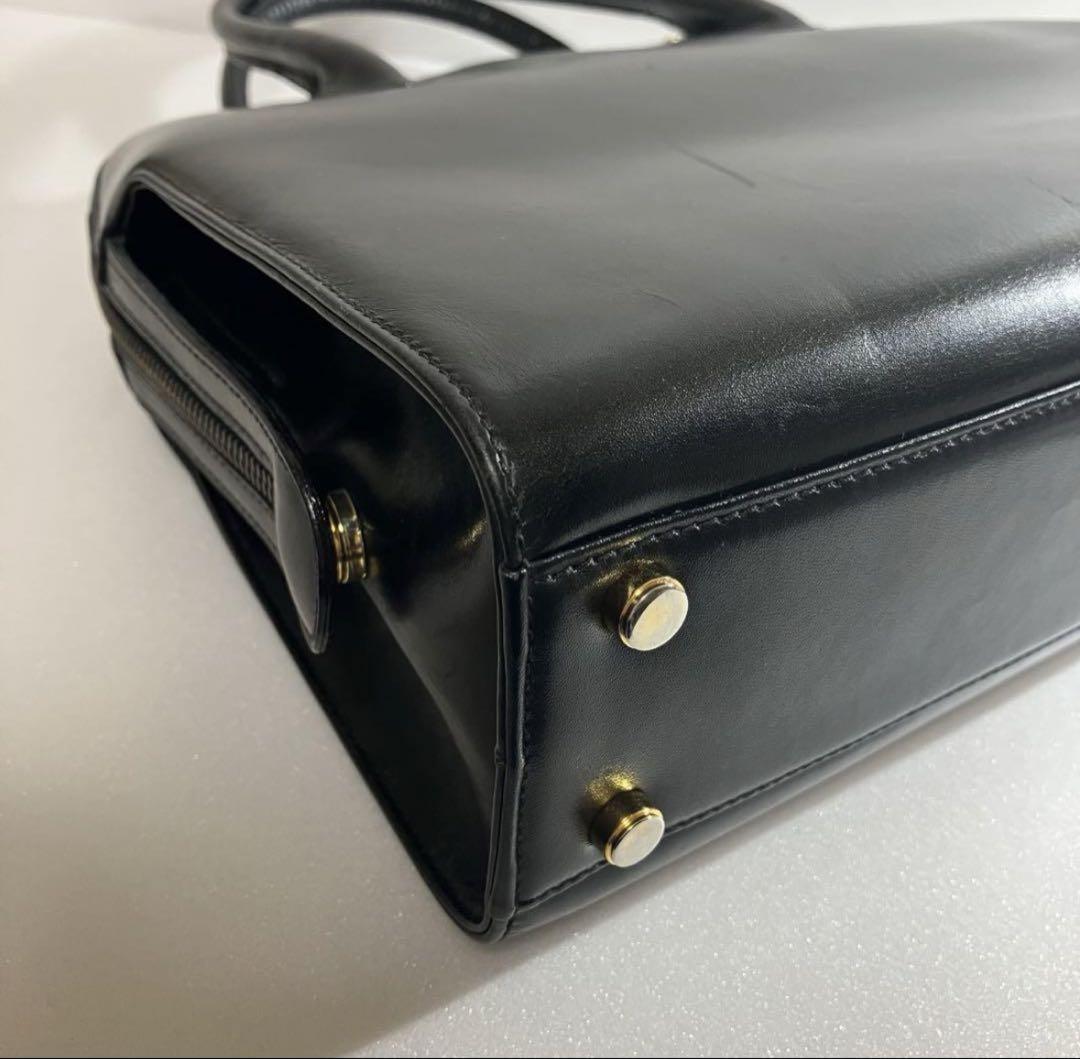 Salvatore Ferragamo Hand Bag Tote Purse 2way Gancini Leather Black Authentic