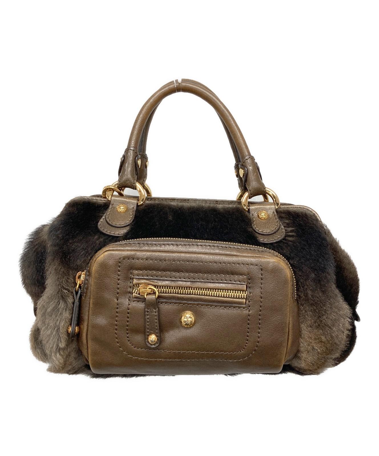 TOD'S Hand Bag Tote Purse Fur Brown Authentic