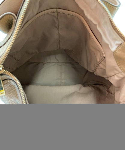 TOD'S Shoulder Bag Purse Leather Beige Authentic