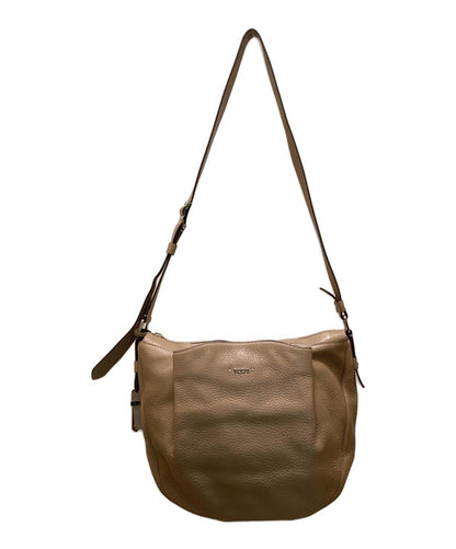 TOD'S Shoulder Bag Purse Leather Beige Authentic