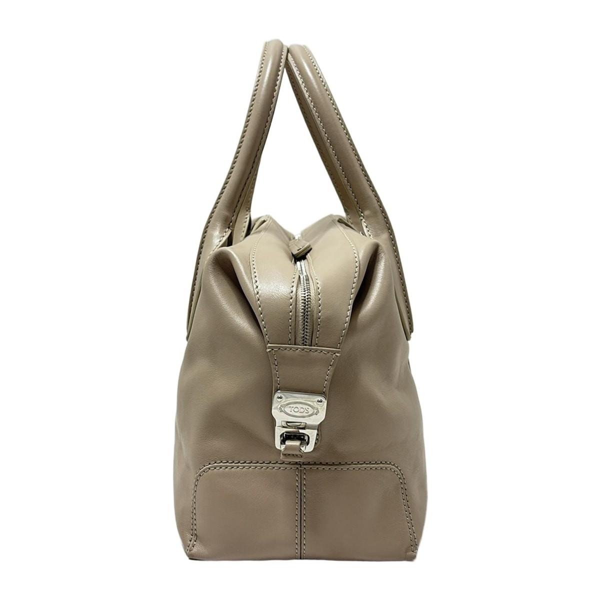 TOD'S Hand Bag Tote Purse D-Styling Leather Beige Authentic