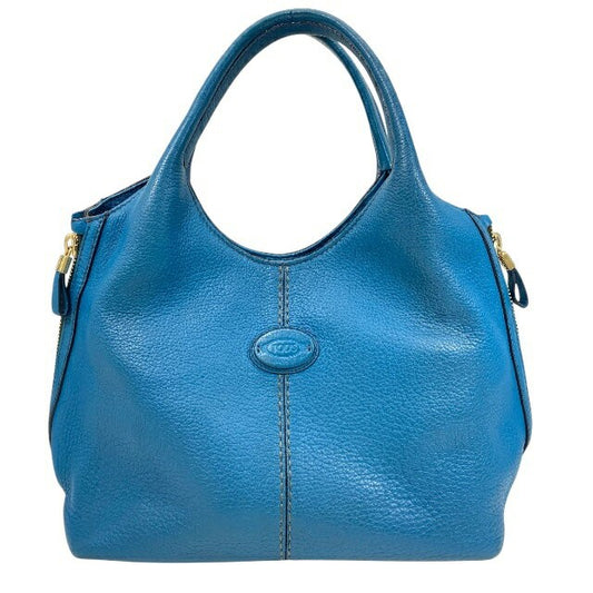 TOD'S Hand Bag Tote Purse Leather Turquoise Blue Authentic