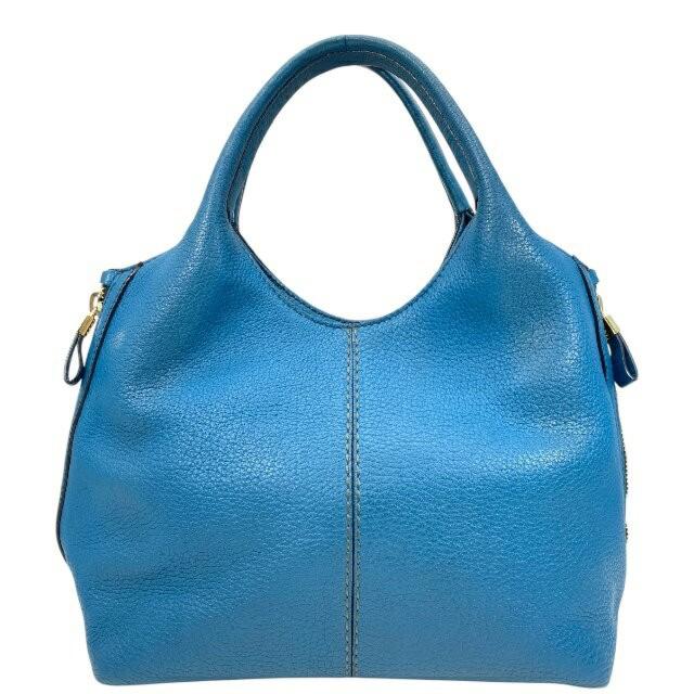TOD'S Hand Bag Tote Purse Leather Turquoise Blue Authentic