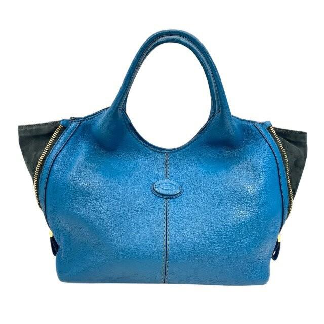 TOD'S Hand Bag Tote Purse Leather Turquoise Blue Authentic