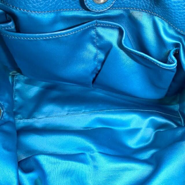TOD'S Hand Bag Tote Purse Leather Turquoise Blue Authentic