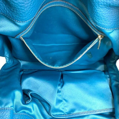 TOD'S Hand Bag Tote Purse Leather Turquoise Blue Authentic