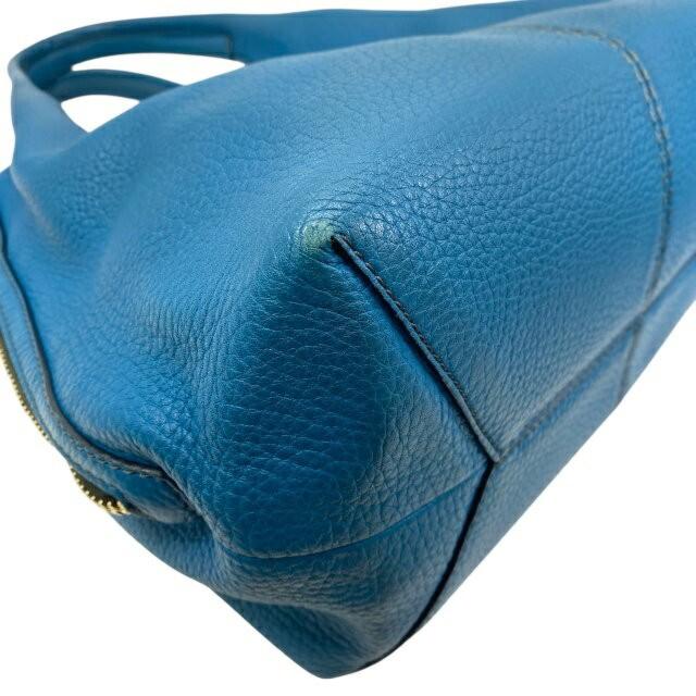 TOD'S Hand Bag Tote Purse Leather Turquoise Blue Authentic
