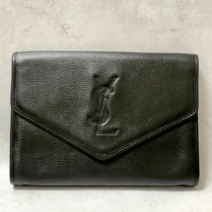 Yves Saint Laurent Clutch Bag YSL Handbag Purse Cassandra Pouch Leather Black