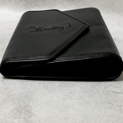Yves Saint Laurent Clutch Bag YSL Handbag Purse Cassandra Pouch Leather Black