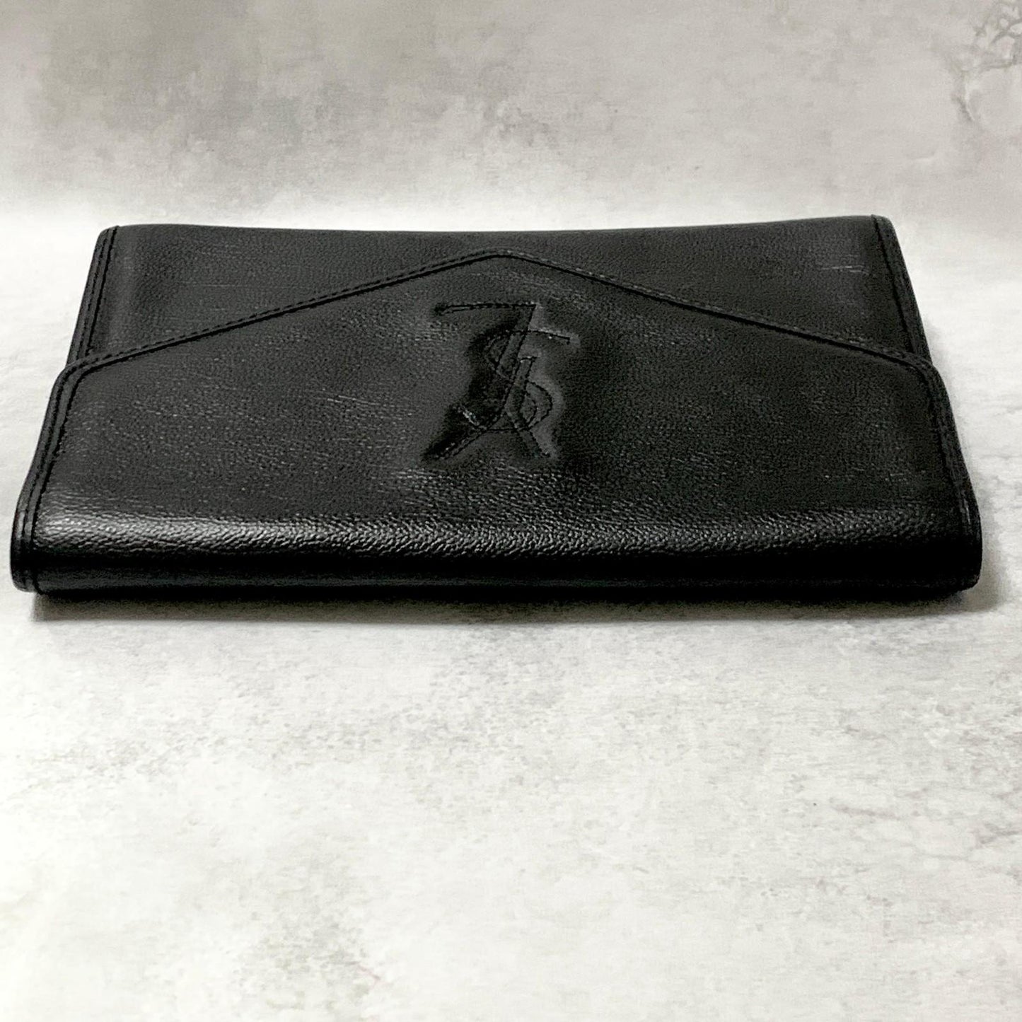Yves Saint Laurent Clutch Bag YSL Handbag Purse Cassandra Pouch Leather Black