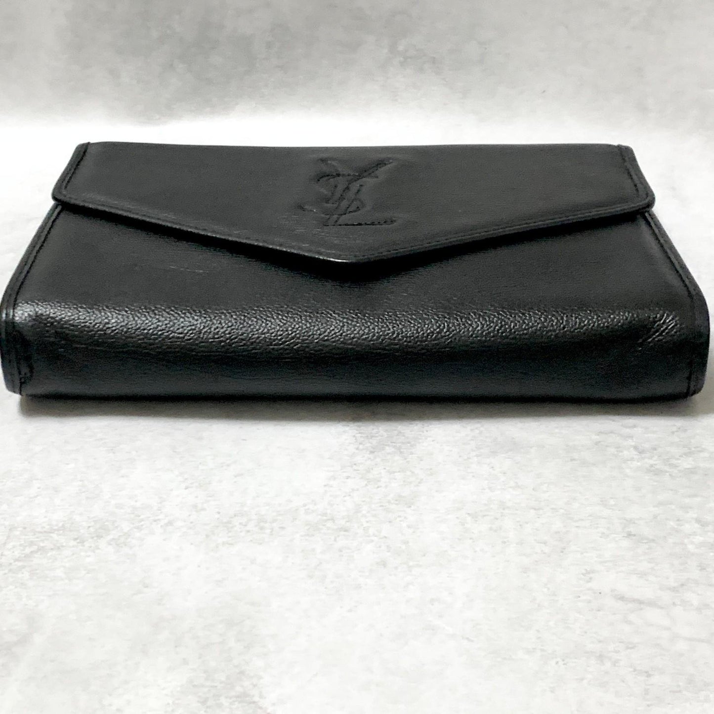 Yves Saint Laurent Clutch Bag YSL Handbag Purse Cassandra Pouch Leather Black