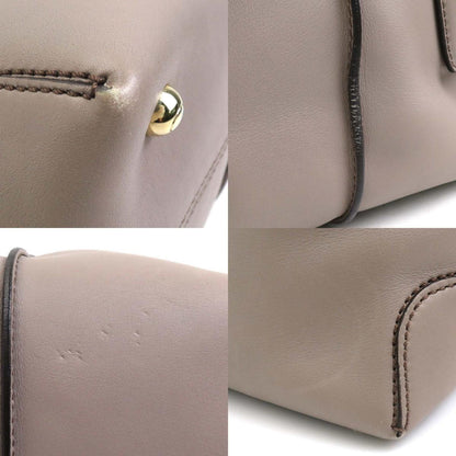 TOD'S Hand Shoulder Bag Tote Purse Leather Greige Authentic