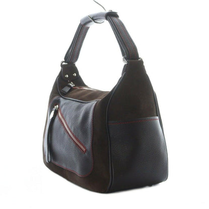 TOD'S For Ferrari Hand Shoulder Bag Tote Purse Suede Leather Brown Authentic