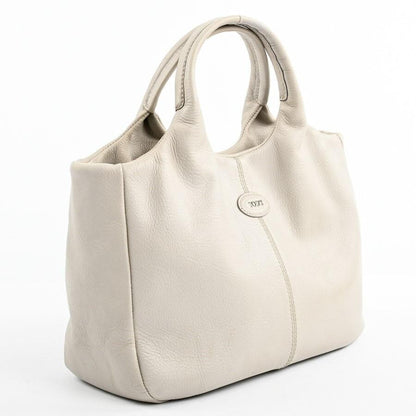 TOD'S Hand Shoulder Bag Tote Purse 2way Leather Gray Authentic