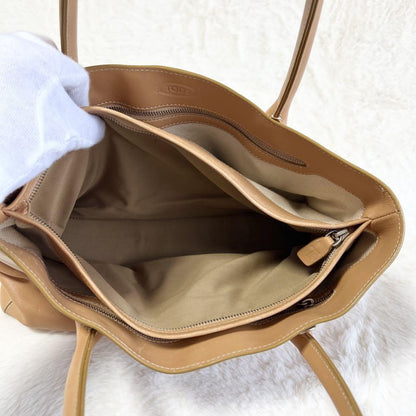 TOD'S Hand Bag Tote Purse D Bag Leather Beige Authentic