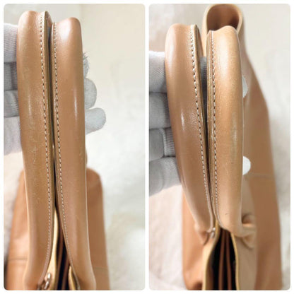 TOD'S Hand Bag Tote Purse D Bag Leather Beige Authentic