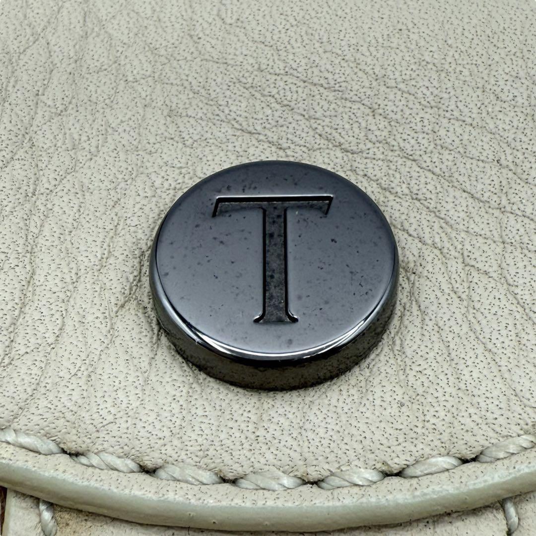 TOD'S Accessory Pouch Hand Bag Tote Purse Fur Leather Beige Authentic