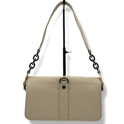 TOD'S Accessory Pouch Hand Bag Tote Purse Fur Leather Beige Authentic