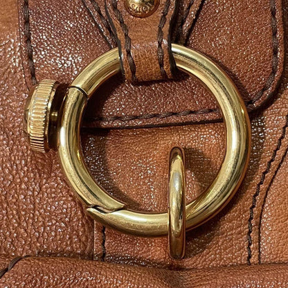 TOD'S Shoulder Bag Purse Logo Leather Brown Authentic