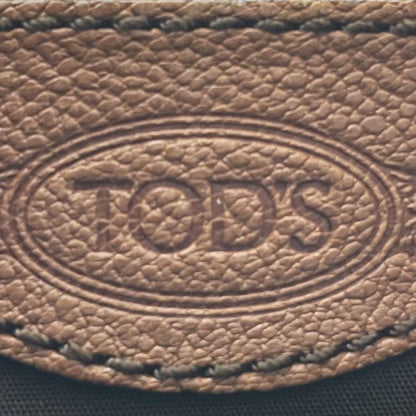 TOD'S Shoulder Bag Purse Logo Leather Brown Authentic