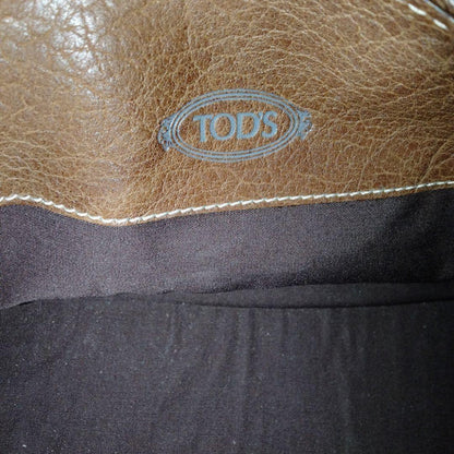 TOD'S Hand Bag Tote Purse Leather Canvas Brown Authentic