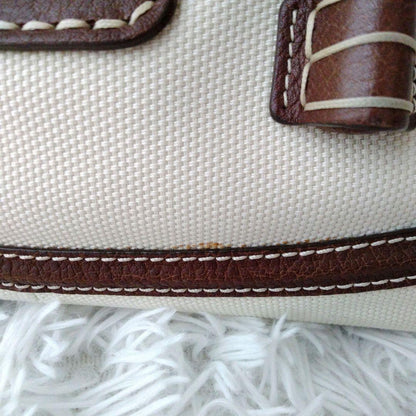 TOD'S Hand Bag Tote Purse Leather Canvas Brown Authentic