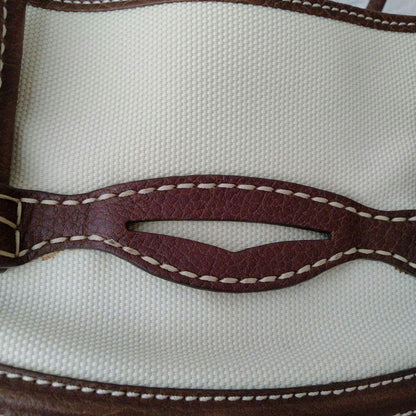 TOD'S Hand Bag Tote Purse Leather Canvas Brown Authentic
