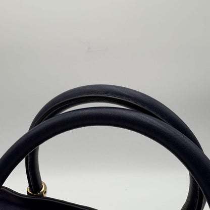 TOD'S Hand Shoulder Bag Tote Purse 2way Leather Dark Navy Purple Authentic