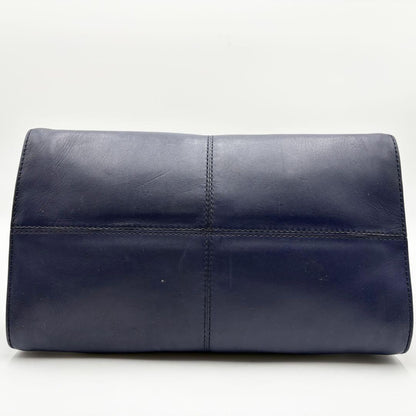 TOD'S Hand Shoulder Bag Tote Purse 2way Leather Dark Navy Purple Authentic