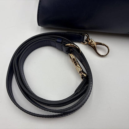TOD'S Hand Shoulder Bag Tote Purse 2way Leather Dark Navy Purple Authentic