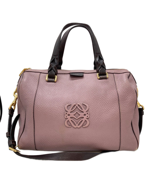 LOEWE Hand Shoulder Bag Tote Purse 2way Anagram Purple Authentic
