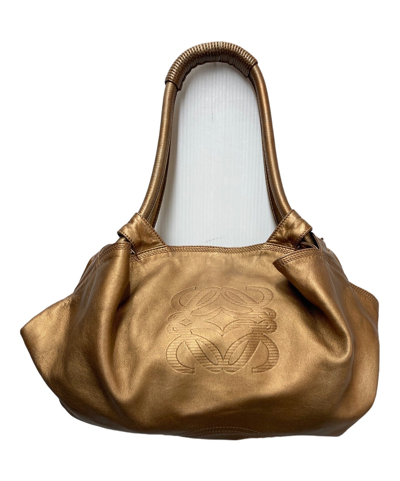 LOEWE Hand Bag Tote Purse Aire Anagram Bronze Authentic