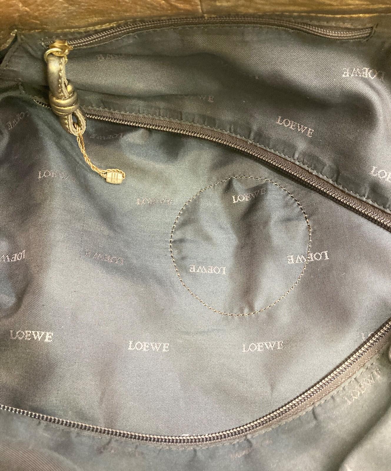 LOEWE Hand Bag Tote Purse Aire Anagram Bronze Authentic