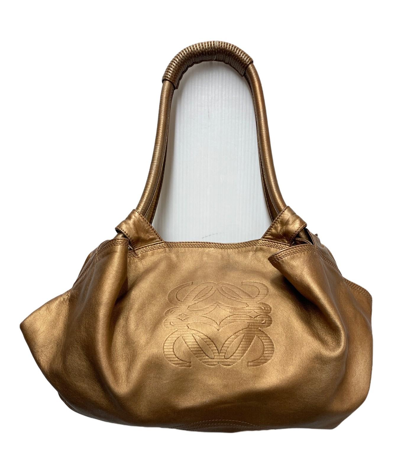 LOEWE Hand Bag Tote Purse Aire Anagram Bronze Authentic