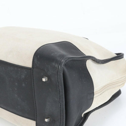 LOEWE Hand Bag Tote Purse Mini Boston Anagram Leather Gray Black Authentic