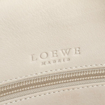 LOEWE Hand Bag Tote Purse Mini Boston Anagram Leather Gray Black Authentic